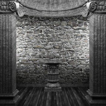 stone columns and pedestal made in 3D