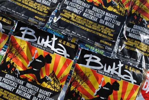 Bukta open air festival posters in Tromsø, Norway.
