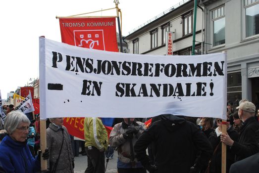 Trade unionists protesting the norwegian pension reform.
