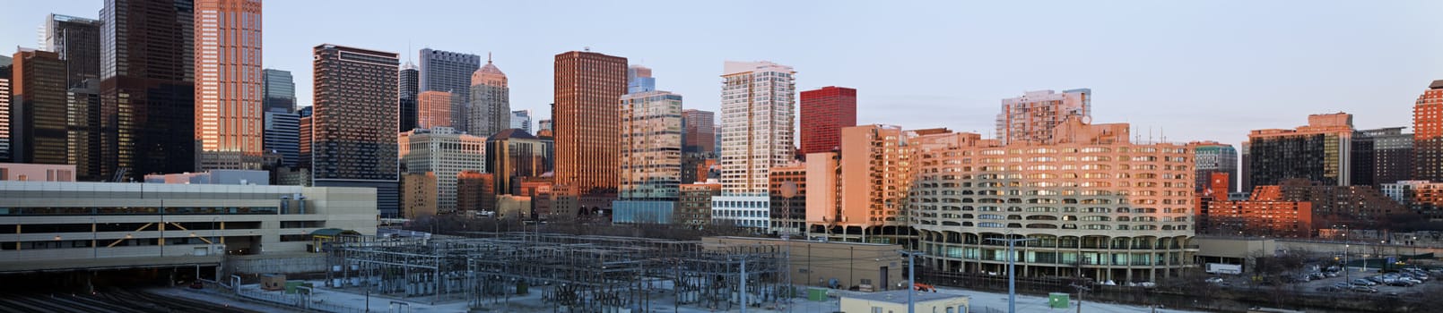 Panorama of South Loop during the sunset.