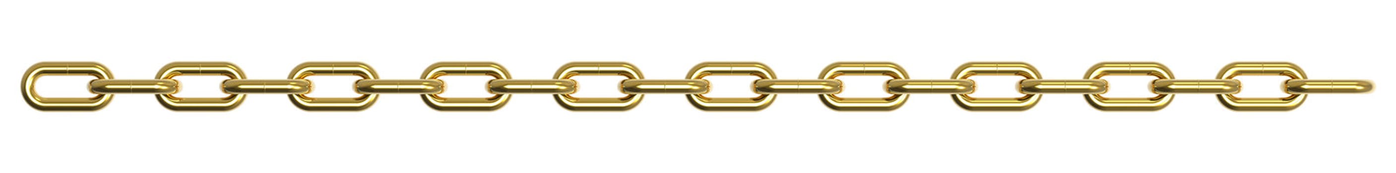 3d render of a golden chain isolated on a white background