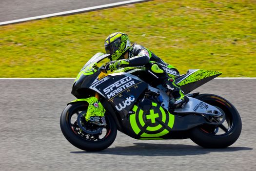 JEREZ DE LA FRONTERA, SPAIN - MAR 5: Andrea Iannone pilot of motorcycling of Moto2 on the official training of the  world championship of MotoGP on Mar 5, 2011, in racetrack of velocity of Jerez de la Frontera