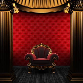 bronze columns, chair and wallpaper made in 3D