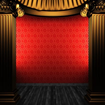 bronze columns and wallpaper made in 3D