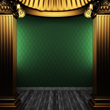 bronze columns and wallpaper made in 3D