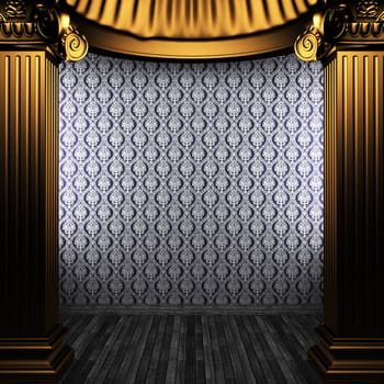 bronze columns and wallpaper made in 3D