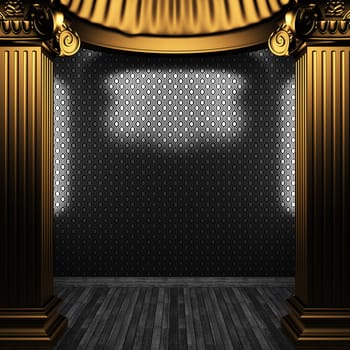 bronze columns and wallpaper made in 3D