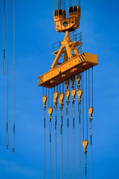 Cranes of the dockyards of Cadiz in a sunny day