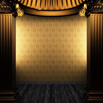 bronze columns and wallpaper made in 3D