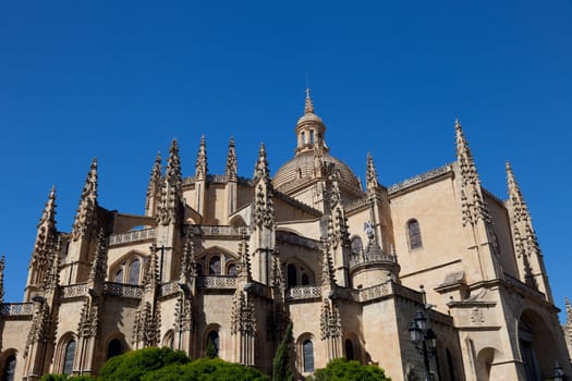 Fantastic cathedral of Gothic style of Segovia's city