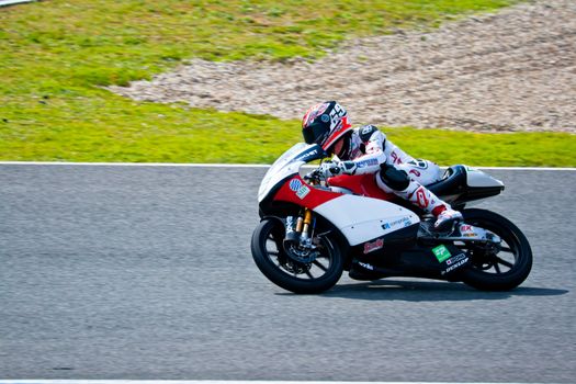 JEREZ DE LA FRONTERA, SPAIN - MAR 5: Louis Rossi pilot of motorcycling of 125cc on the official training of the  world championship of MotoGP on Mar 5, 2011, in racetrack of velocity of Jerez de la Frontera