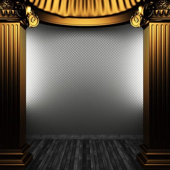 bronze columns and wallpaper made in 3D