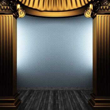 bronze columns and wallpaper made in 3D