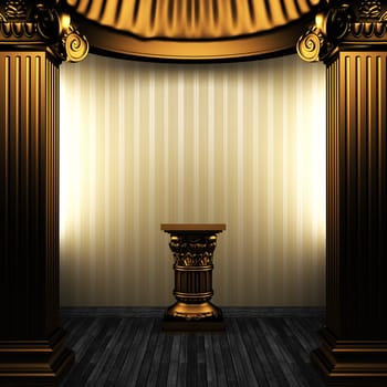 bronze columns, pedestal and wallpaper made in 3D