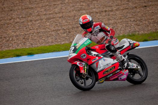 JEREZ DE LA FRONTERA, SPAIN - NOV 20: Toshimitsu Gondo pilot of motorcycling of 125cc in the Spanish championship of velocity (CEV) on Nov 20, 2010, in racetrack of velocity of Jerez de la Frontera