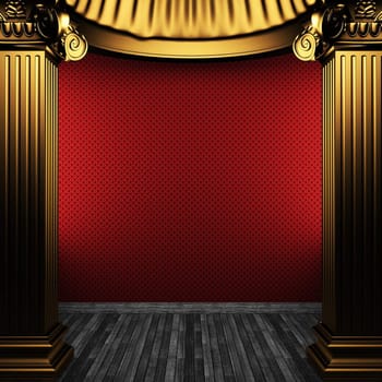 bronze columns and wallpaper made in 3D