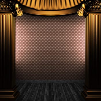 bronze columns and wallpaper made in 3D