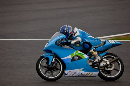 JEREZ DE LA FRONTERA, SPAIN - NOV 20: Andre Pires pilot of motorcycling of 125cc in the Spanish championship of velocity (CEV) on Nov 20, 2010, in racetrack of velocity of Jerez de la Frontera