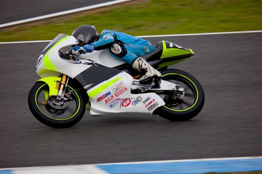 JEREZ DE LA FRONTERA, SPAIN - NOV 20: Matthew V. Davies pilot of motorcycling of 125cc in the Spanish championship of velocity (CEV) on Nov 20, 2010, in racetrack of velocity of Jerez de la Frontera