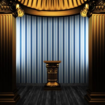 bronze columns, pedestal and wallpaper made in 3D