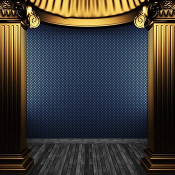 bronze columns and wallpaper made in 3D