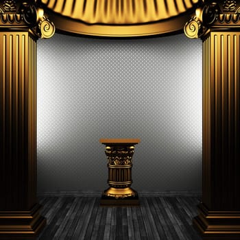 bronze columns, pedestal and wallpaper made in 3D