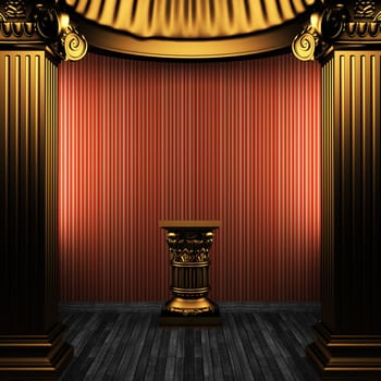 bronze columns, pedestal and wallpaper made in 3D