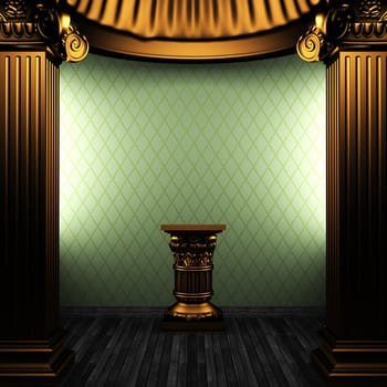 bronze columns, pedestal and wallpaper made in 3D