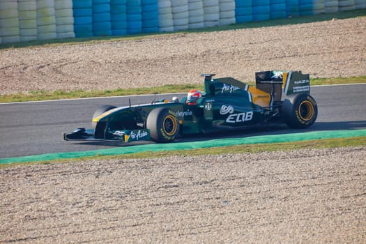 JEREZ DE LA FRONTERA, SPAIN - FEB 10: Jarno Trulli of Team Lotus F1 ON February 10 , 2011, on training session in Jerez de la Frontera , Spain