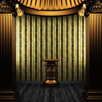 bronze columns, pedestal and wallpaper made in 3D