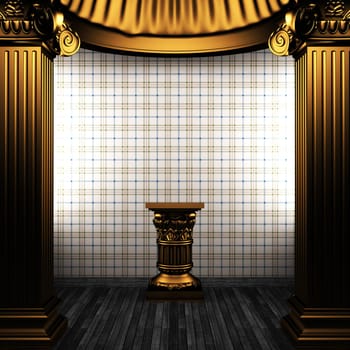 bronze columns, pedestal and wallpaper made in 3D