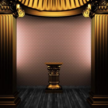 bronze columns, pedestal and wallpaper made in 3D