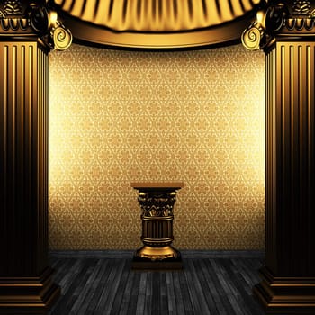 bronze columns, pedestal and wallpaper made in 3D