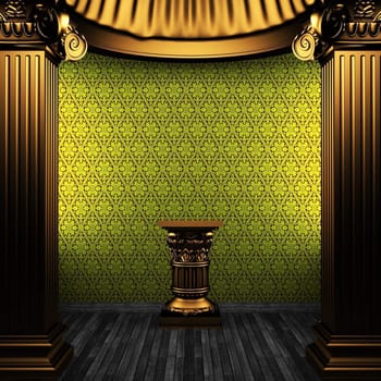 bronze columns, pedestal and wallpaper made in 3D