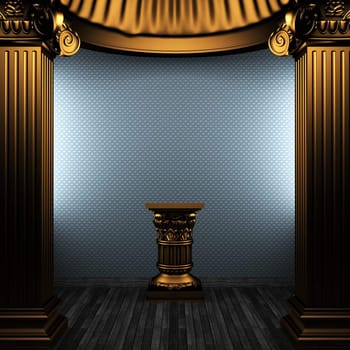 bronze columns, pedestal and wallpaper made in 3D