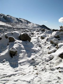 Snowfall on mountains in Gangtok Sikkim India