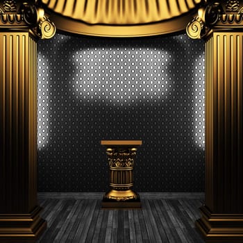 bronze columns, pedestal and wallpaper made in 3D