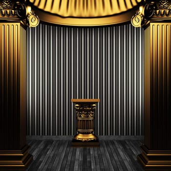 bronze columns, pedestal and wallpaper made in 3D