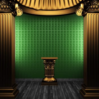 bronze columns, pedestal and wallpaper made in 3D