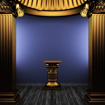 bronze columns, pedestal and wallpaper made in 3D