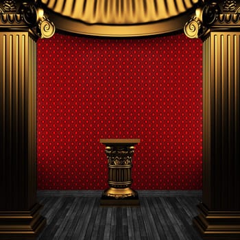 bronze columns, pedestal and wallpaper made in 3D