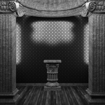 stone columns, pedestal and wallpaper made in 3D