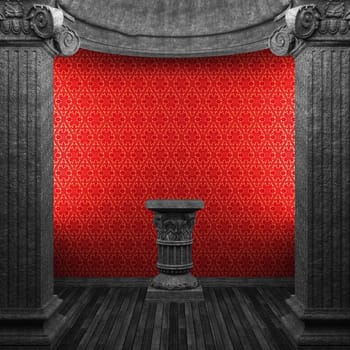 stone columns, pedestal and wallpaper made in 3D