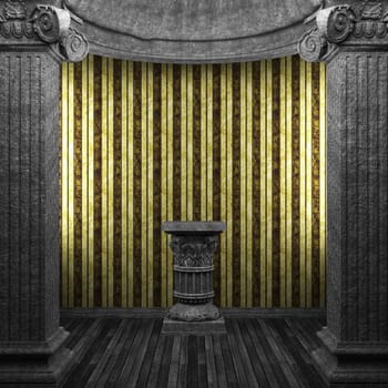 stone columns, pedestal and wallpaper made in 3D