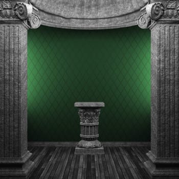 stone columns, pedestal and wallpaper made in 3D