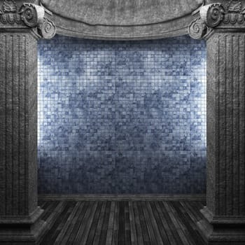 stone columns and tile wall made in 3D