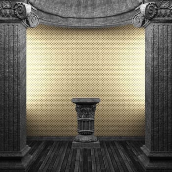 stone columns, pedestal and wallpaper made in 3D