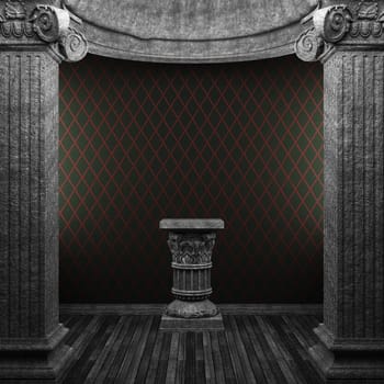 stone columns, pedestal and wallpaper made in 3D