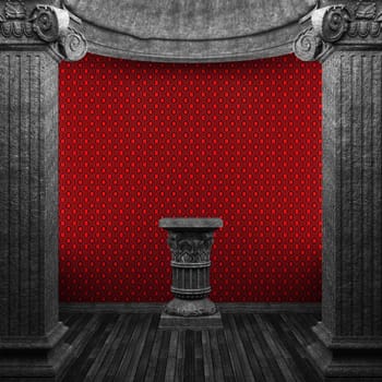 stone columns, pedestal and wallpaper made in 3D