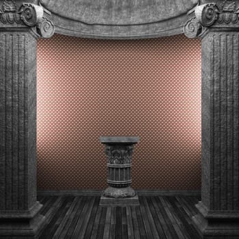 stone columns, pedestal and wallpaper made in 3D